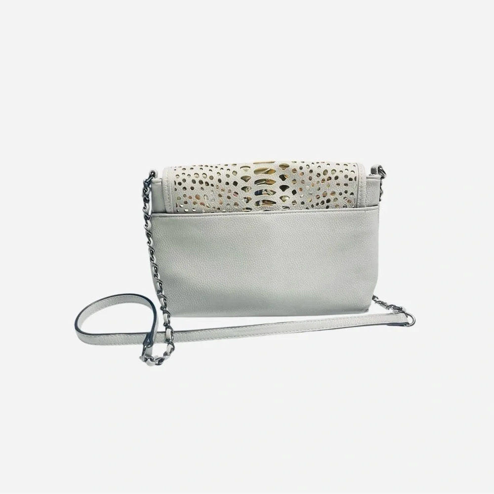 bebe Women’s Chain Crossbody Bag Purse Grey/ Gold - Picture 5 of 12